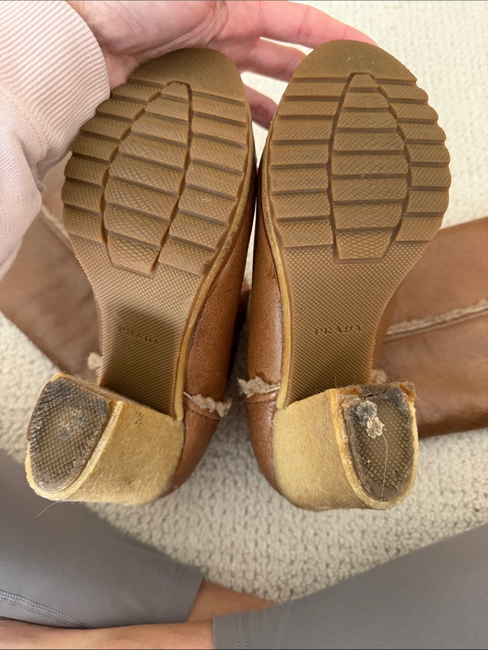 PRADA Classic Tall Brown Shearling-Lined Women’s Boots, Western Boho, Country - Picture 5 of 9
